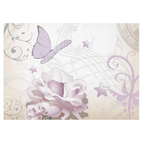 Lavender Vintage Flower Butterfly Music Clocks Tablecloth