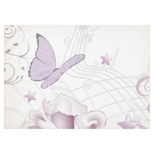 Lavender Vintage Flower Butterfly Music Clocks  Tablecloth