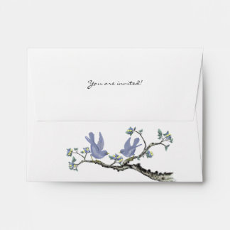 Lavender Vintage Love Birds Floral Wedding Envelope