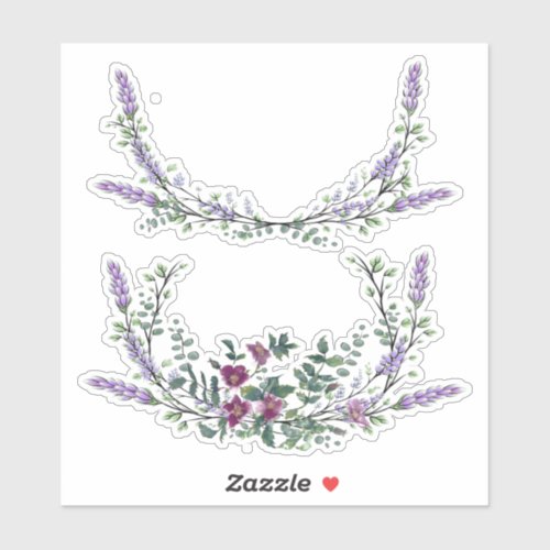 Lavender Vintage Red Rose and Eucalyptus Sticker