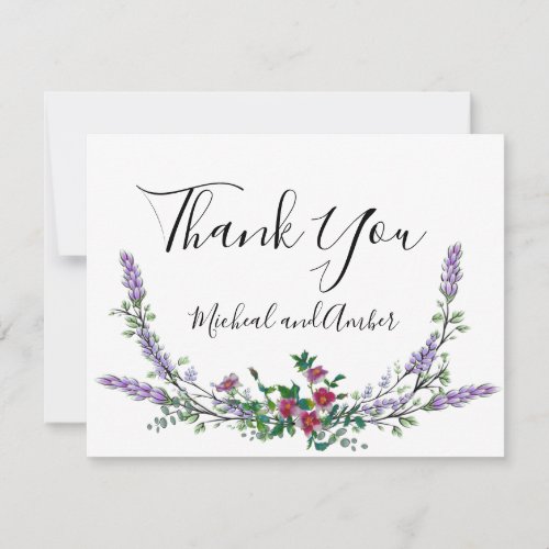 Lavender Vintage Red Rose and Eucalyptus Thank You Card