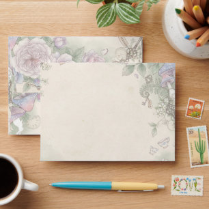 Lavender Vintage Rose Wedding Envelope