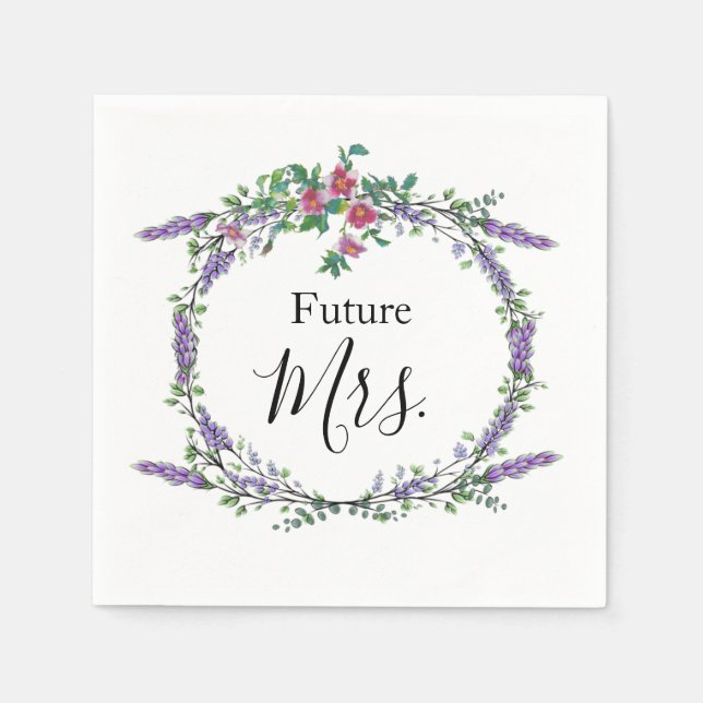 Lavender,  vintage Roses, Eucalyptus - Future Mrs. Napkins (Front)