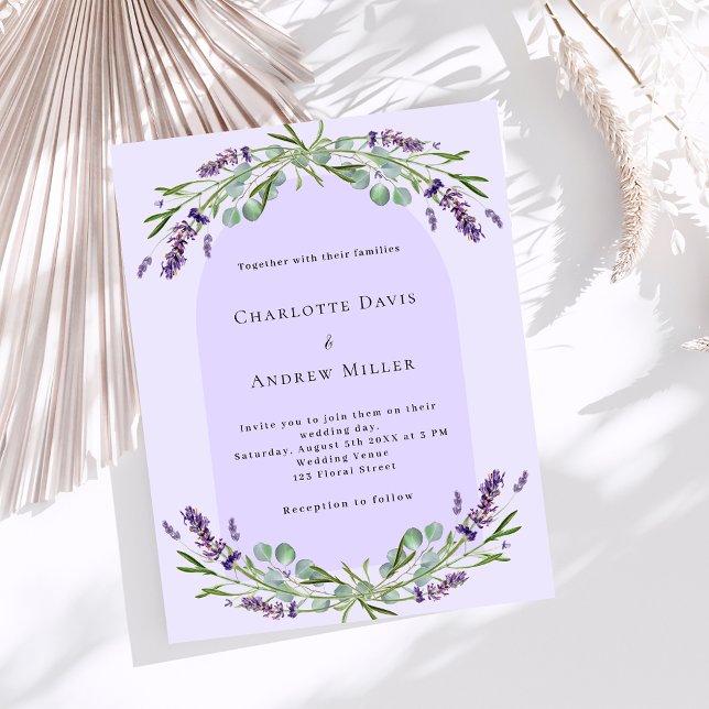 Lavender violet arch budget wedding invitation (Creator Uploaded)