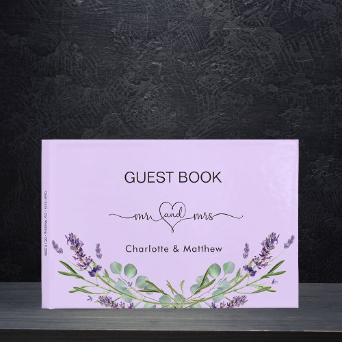 Lavender violet eucalyptus mr mrs wedding guest book