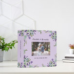 Lavender violet eucalyptus photo wedding album 3 ring binder<br><div class="desc">A lavender,  violet background decorated with lavender florals and eucalyptus greenery.  Personalize and add a photo,  your names and wedding date. 
Spine: add your text.</div>