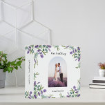 Lavender violet eucalyptus photo wedding album 3 ring binder<br><div class="desc">A lavender,  violet background decorated with lavender florals and eucalyptus greenery.  Personalize and add a photo in the arch frame,  your wedding date. 
Spine: add your text.</div>