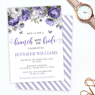 Lavender violet floral bridal brunch shower invitation