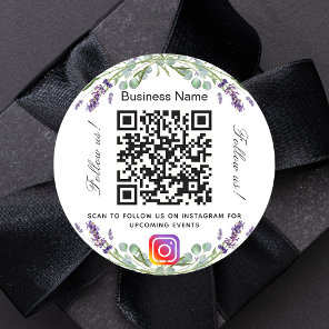 Lavender violet floral business qr code instagram  classic round sticker