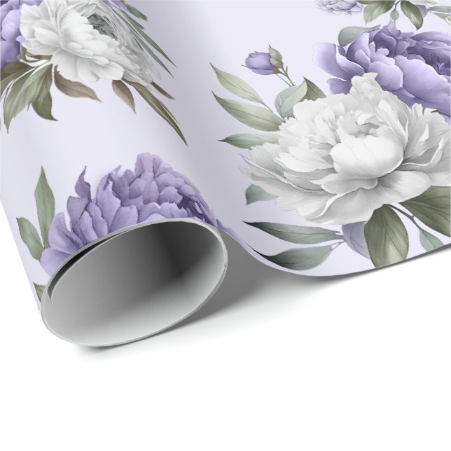 Lavender violet floral elegant gift wrapping paper (Roll Corner)