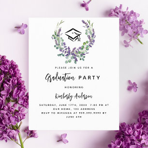 Lavender violet floral Graduation Party invitation