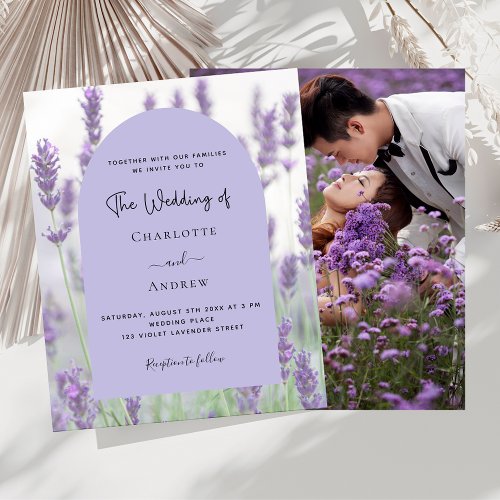 Lavender violet florals arch photo budget wedding