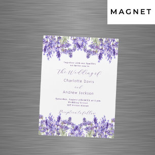 Lavender violet florals watercolor luxury wedding magnetic invitation