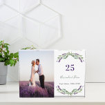 Lavender violet florals wedding anniversary acrylic award<br><div class="desc">White background,  violet,  green and black text. Decorated with lavender flowers,  and eucalyptus greenery.   Personalize and add your names and the wedding date or anniversary date.</div>