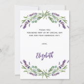 Lavender violet flowers thank you card (Back)