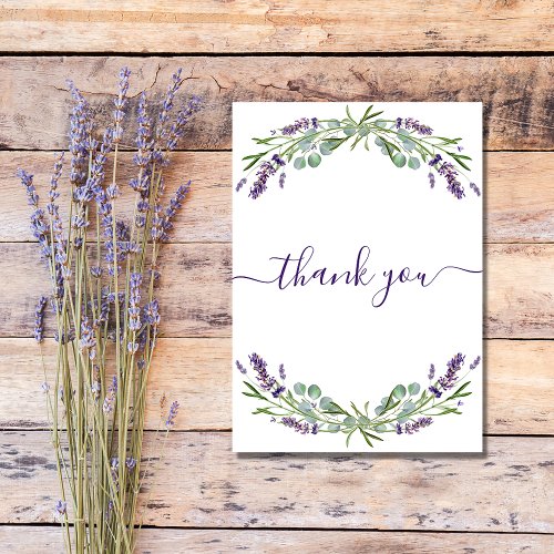Lavender violet flowers thank you card