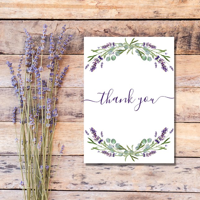 Lavender violet flowers thank you card