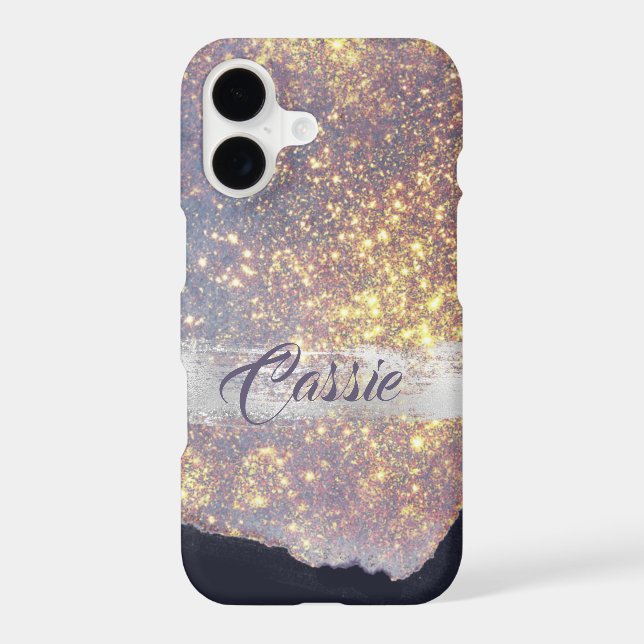 Lavender Violet Gold Star Swatch Case-Mate iPhone Case (Back)