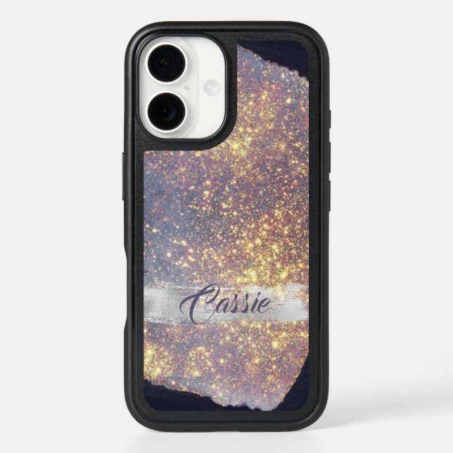 Lavender Violet Gold Star Swatch Otterbox iPhone Case (Back)