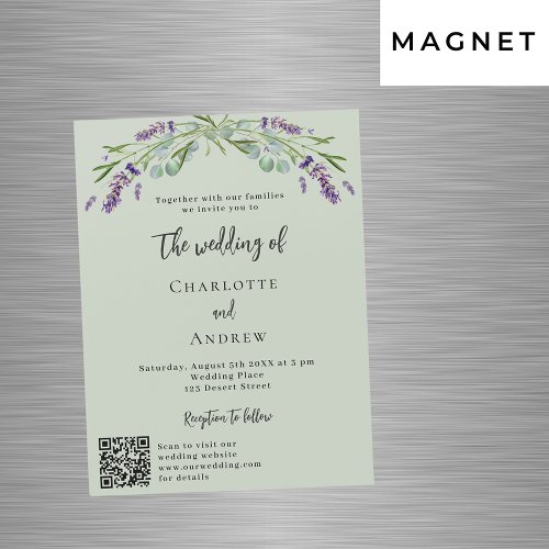 Lavender violet green QR details luxury wedding Magnetic Invitation