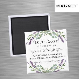 Lavender violet greenery birthday save the date magnet