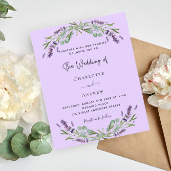 Lavender Violet Greenery Budget Wedding Invitation by Thunes at Zazzle