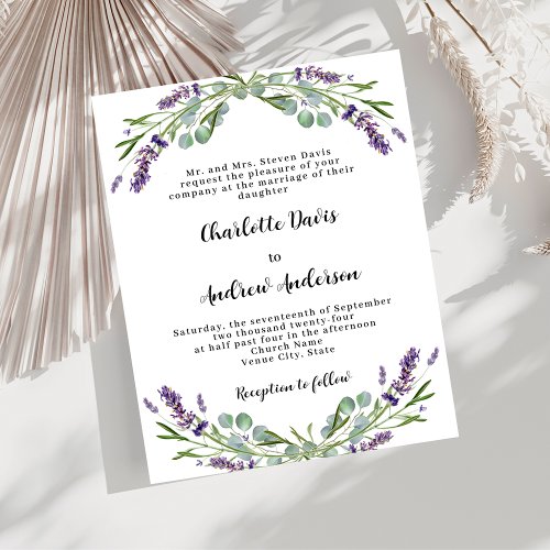 Lavender violet greenery formal budget wedding
