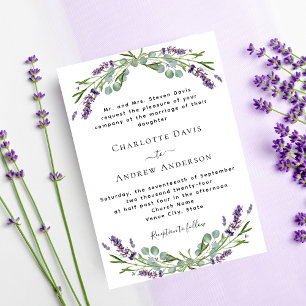 Lavender violet greenery formal luxury wedding  invitation