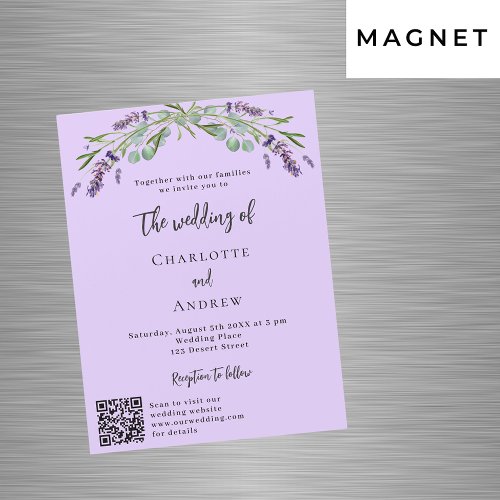 Lavender violet greenery QR details luxury wedding Magnetic Invitation