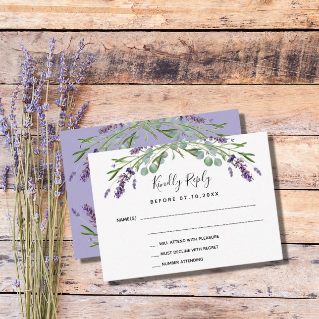 Lavender violet greenery wedding response RSVP Note Card (Creator Uploaded)