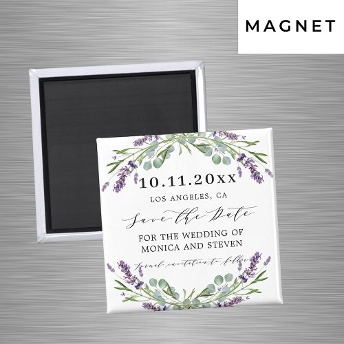 Lavender violet greenery wedding save the date magnet