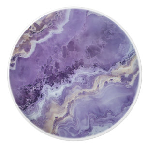 Lavender Violet Marble Pattern Ceramic Knob