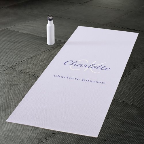 Lavender violet monogram initials name yoga mat
