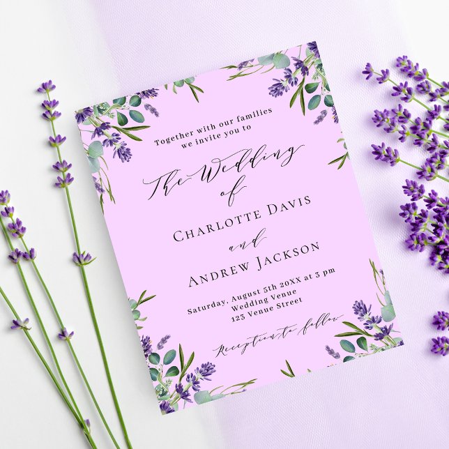 Lavender violet pink budget wedding invitation flyer (Creator Uploaded)