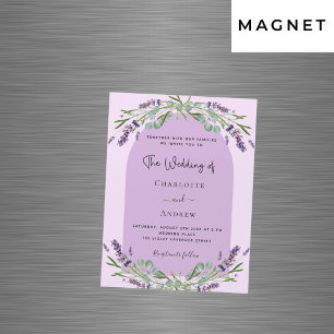 Lavender violet pink greenery arch luxury wedding  magnetic invitation