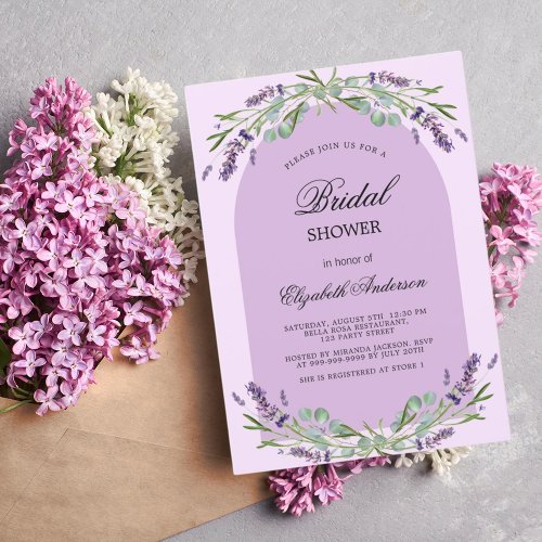 Lavender violet pink purple arch Bridal Shower Invitation