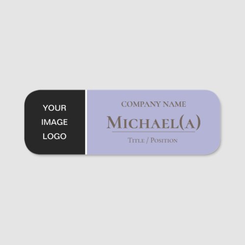 Lavender Violet Purple  Black Modern Company LOGO Name Tag