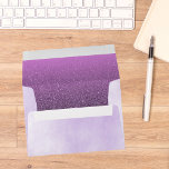 Lavender violet purple glitter envelope<br><div class="desc">Soft pastel lavender,  violet as background.
Inside: faux purple glitter and pink ombre. (no real glitter)
Back: Template for your name and return address</div>