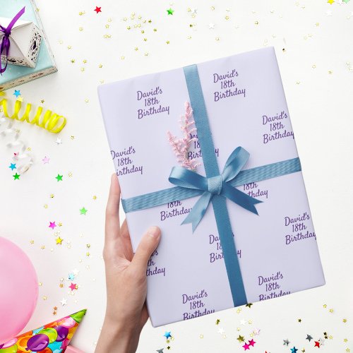 Lavender violet purple name script wrapping paper