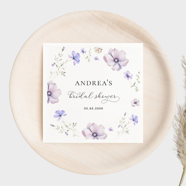 Lavender Violet Purple Spring Floral Bridal Shower Napkins (Creator Uploaded)
