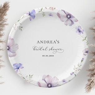 Lavender Violet Purple Spring Floral Bridal Shower Paper Plates