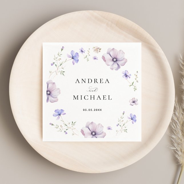Lavender Violet Purple Spring Wildflowers Wedding Napkins (Creator Uploaded)