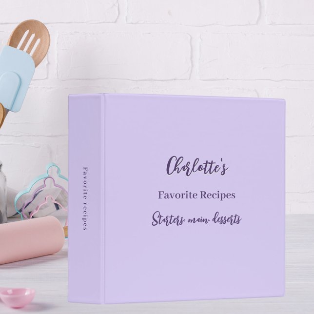 Lavender violet script recipes 3 ring binder (Creator Uploaded)