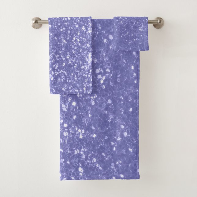 Lavender violet sparkles glitter bling  bath towel set (Insitu)