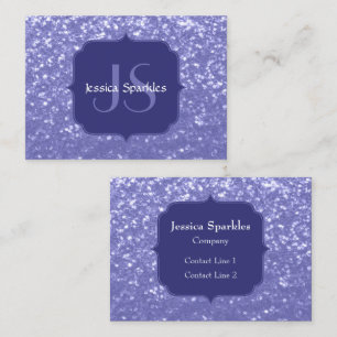 Lavender violet sparkles glitter bling Monogram Business Card