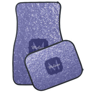 Lavender violet sparkles glitter bling Monogram Car Floor Mat