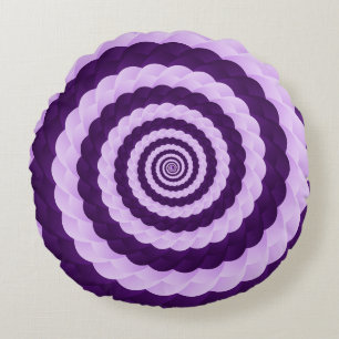 Lavender Vortex Bloom – Hypnotic Purple Spiral Ill Round Pillow