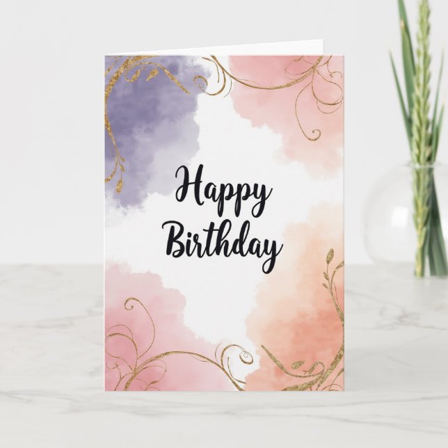 Lavender Wash Birthday Card (Front)