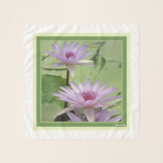 Lavender Water Lilies on Pond Square Chiffon Scarf