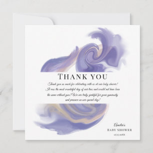 Lavender Watercolor Abstract Baby Shower Thank You Card